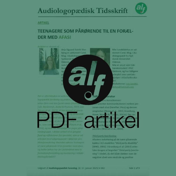Teenagere som pårørende til en forælder med afasi