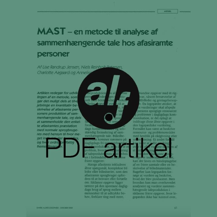 MAST - en metode til analyse af sammenhængende tale hos afasiramte personer
