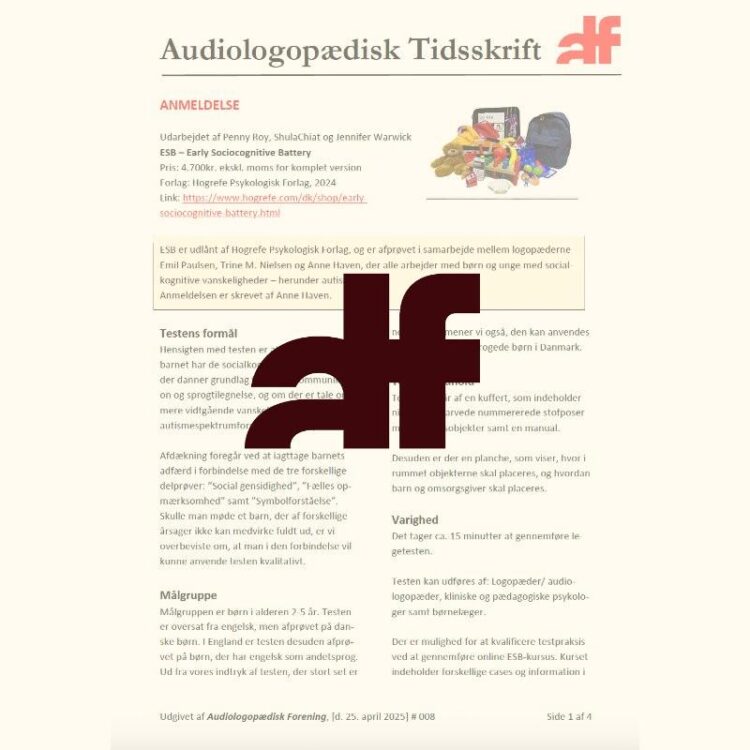 Anmeldelse af "ESB - Early Sociocognitive Battery"