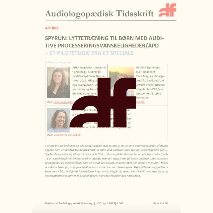 SpyRun - Lyttetræning til børn med Auditory Processing Disorder