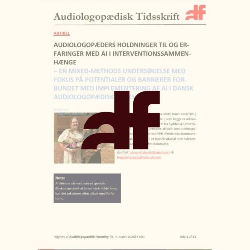 Audiologopæders holdninger til og erfaringer med AI i interventionssammenhænge