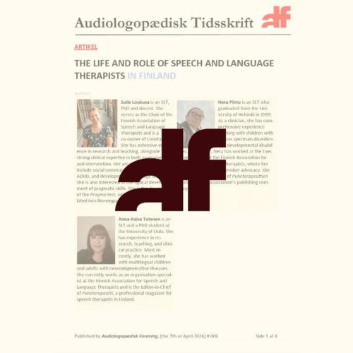 The Life and Role of Speech and Language Therapists in Finland